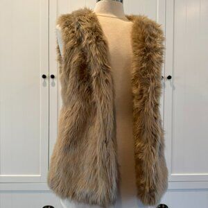 Banana Republic Faux Fur Vest Tan Brown Sleeveless Jacket (S)